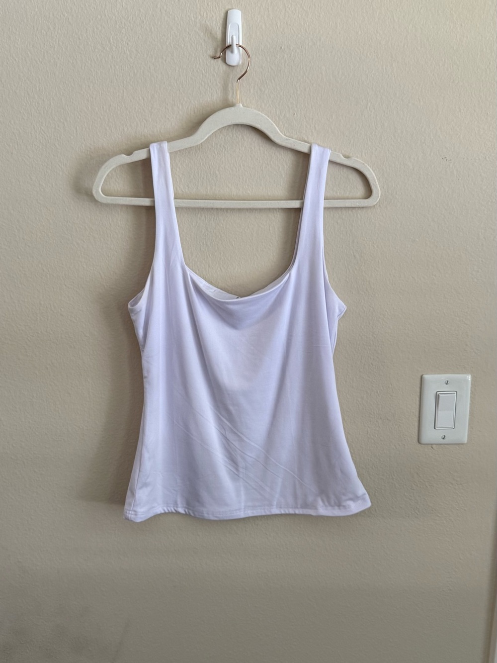 White Square Neck Tank Top - Women